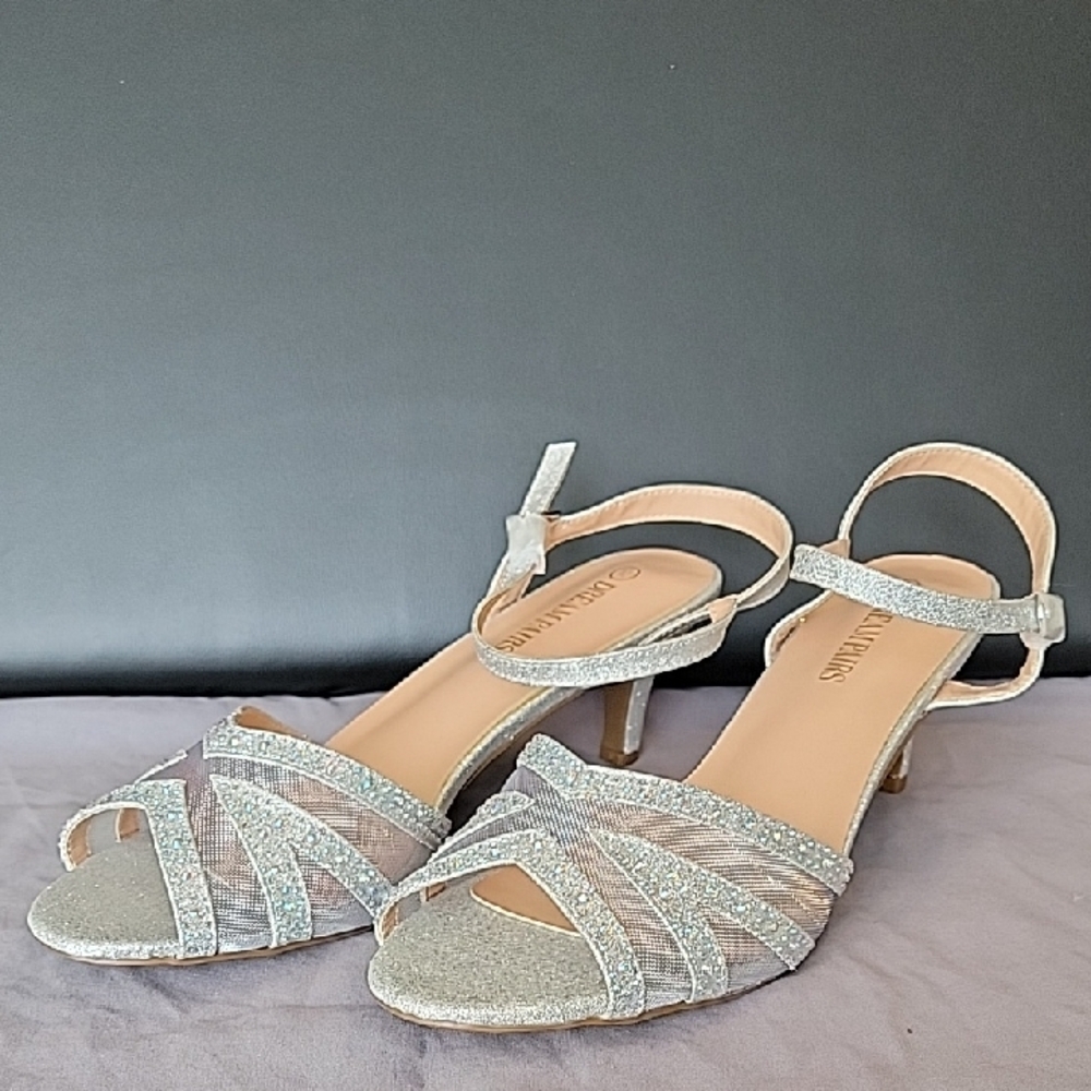 Elegant Silver Strappy Heels